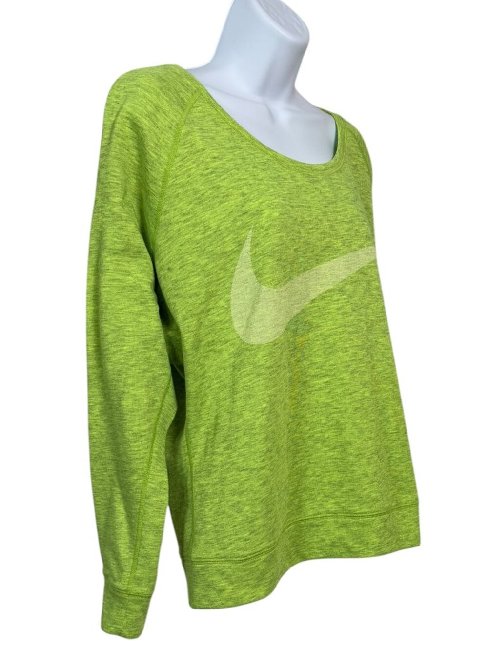 Nike Dri-FIT Volt Lime Big Swoosh Long Sleeve Athletic Top Women's M - Picture 3 of 9